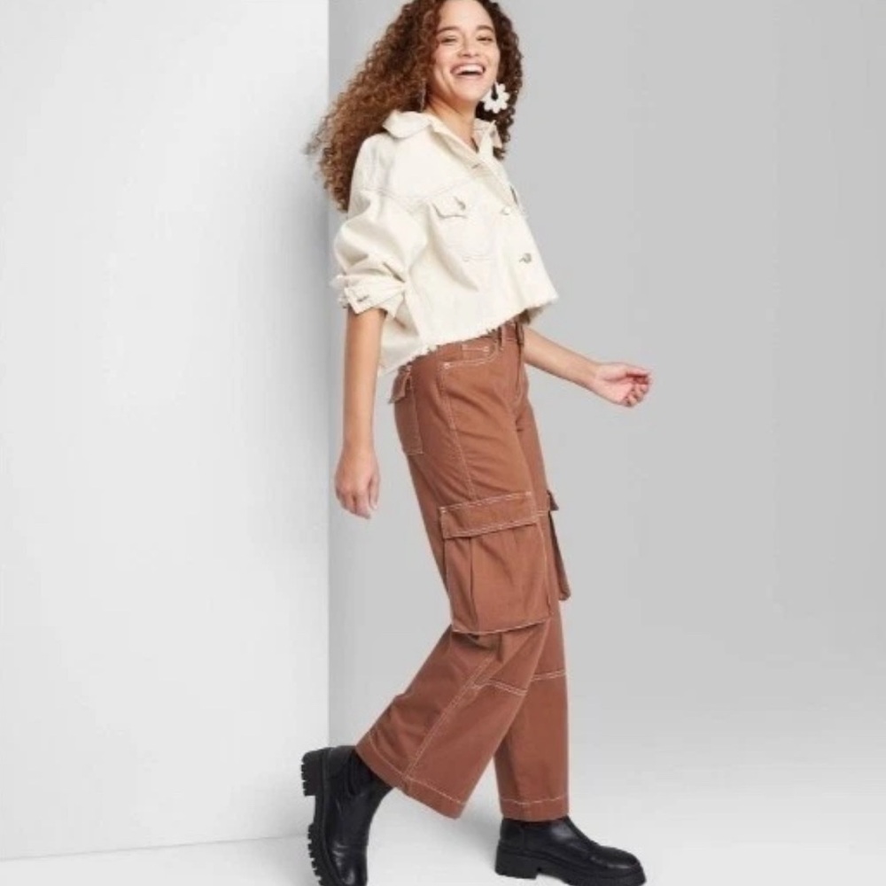 Wild Fable Mid-Rise Cargo Baggy Wide Leg Utility